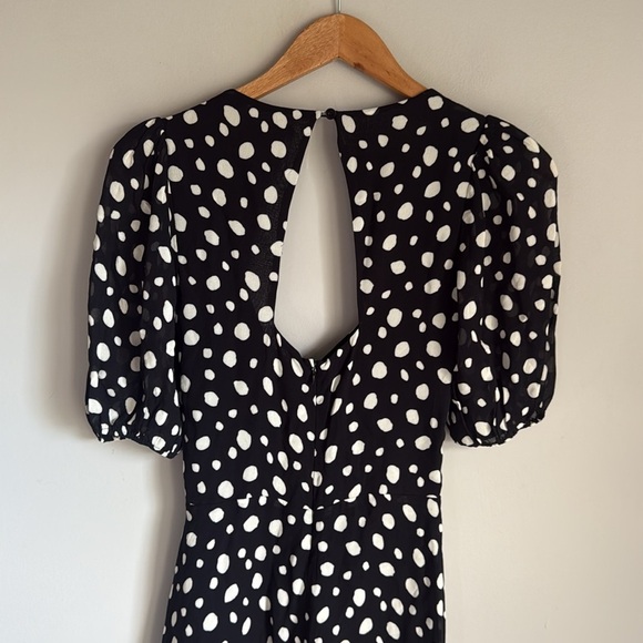 Reformation WILDFLOWER POLKA-DOT GEORGETTE MIDI DRESS IN BLACK 2 - Picture 10 of 16